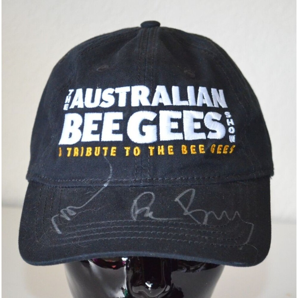 Australian Bee Gees Autographed Hat Cap Black Embroidered Adjustable